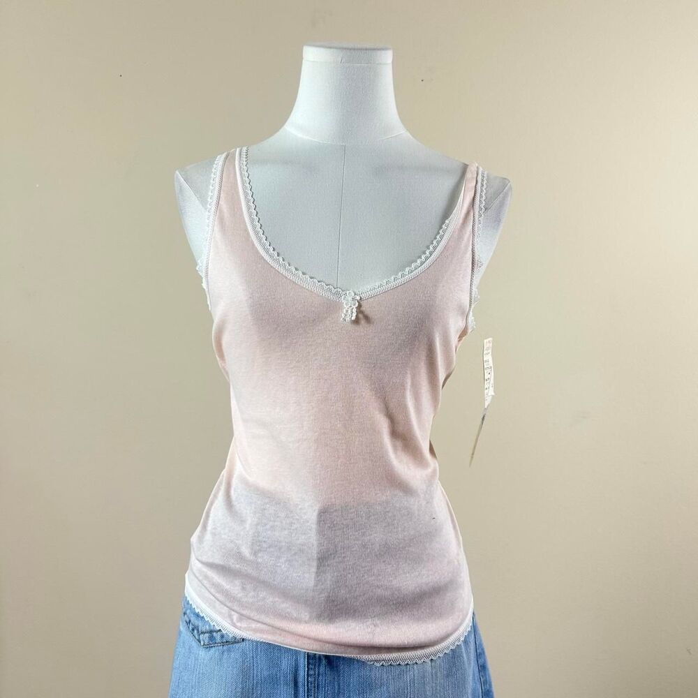Olga Deadstock Coquette Tank with Flower Crochet Embellishment